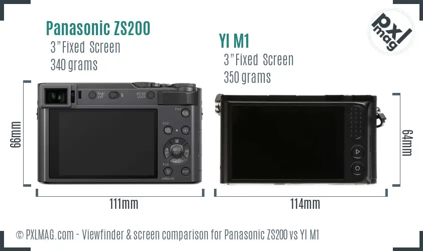 Panasonic ZS200 vs YI M1 Screen and Viewfinder comparison