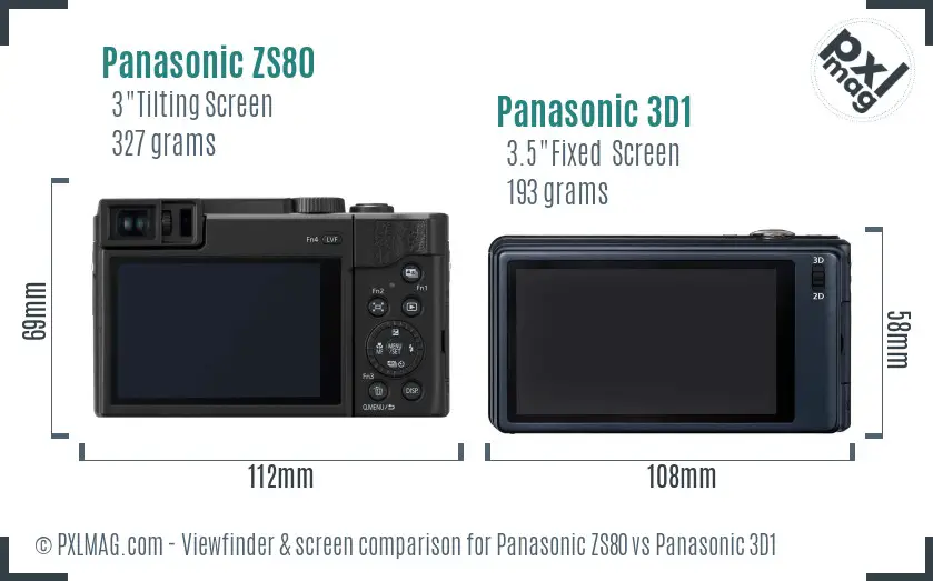 Panasonic ZS80 vs Panasonic 3D1 Screen and Viewfinder comparison