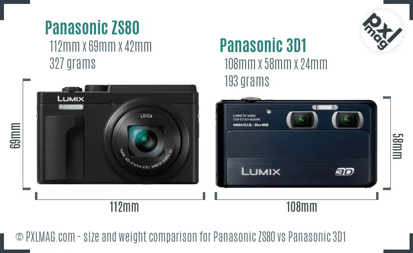 Panasonic ZS80 vs Panasonic 3D1 size comparison