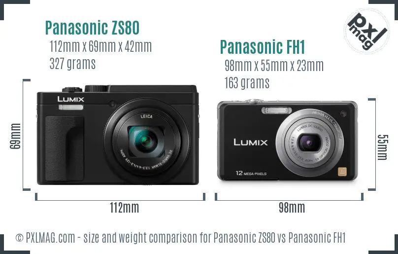 Panasonic ZS80 vs Panasonic FH1 size comparison