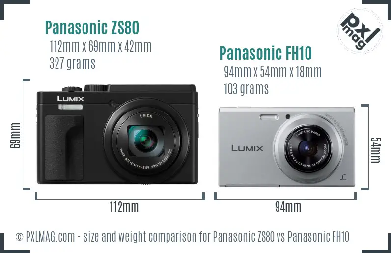 Panasonic ZS80 vs Panasonic FH10 size comparison
