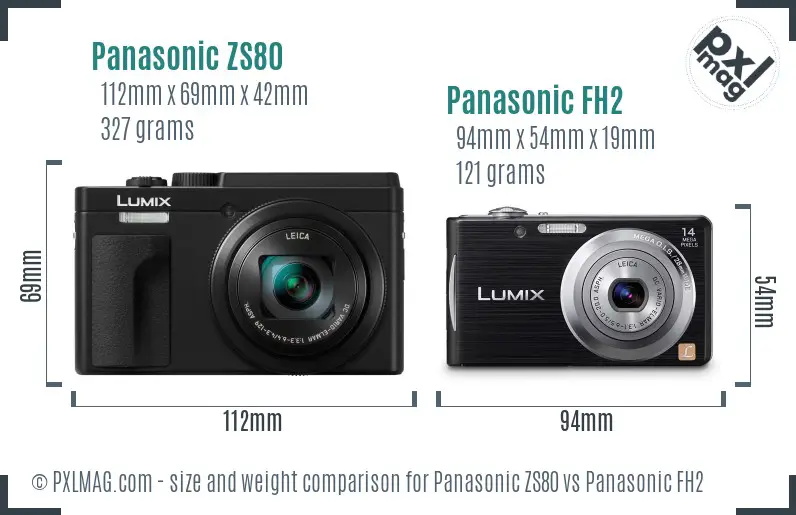 Panasonic ZS80 vs Panasonic FH2 size comparison
