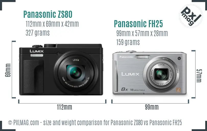 Panasonic ZS80 vs Panasonic FH25 size comparison