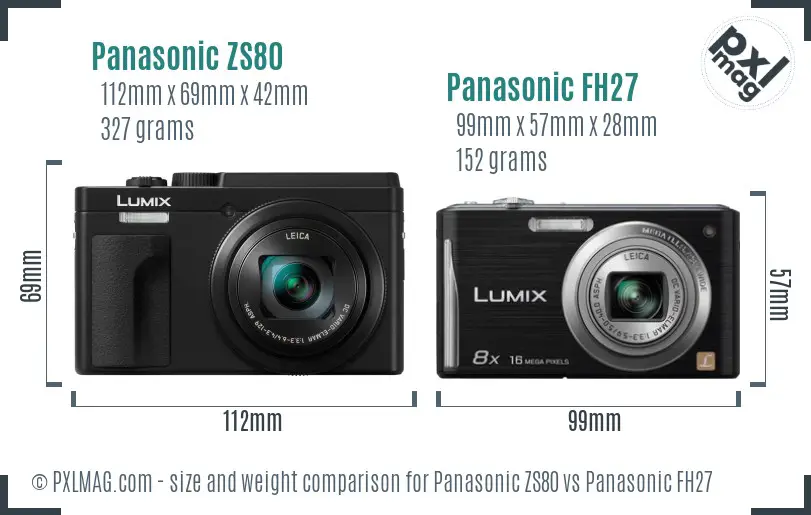 Panasonic ZS80 vs Panasonic FH27 size comparison