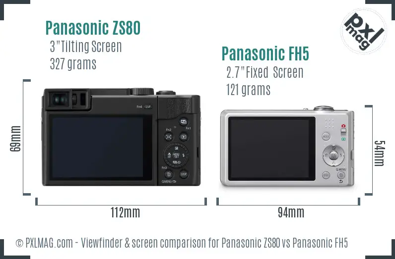 Panasonic ZS80 vs Panasonic FH5 Screen and Viewfinder comparison