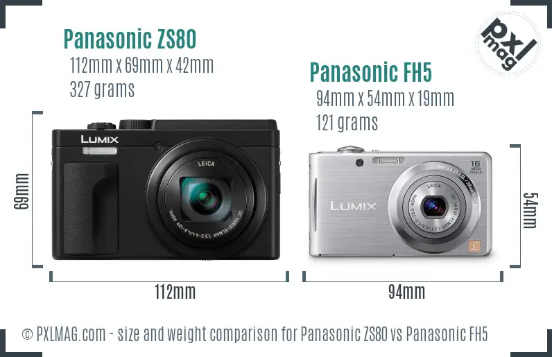 Panasonic ZS80 vs Panasonic FH5 size comparison