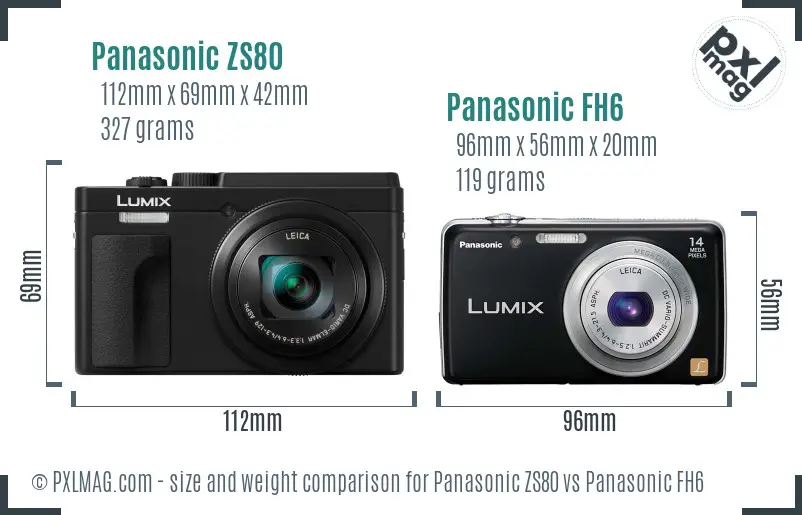 Panasonic ZS80 vs Panasonic FH6 size comparison
