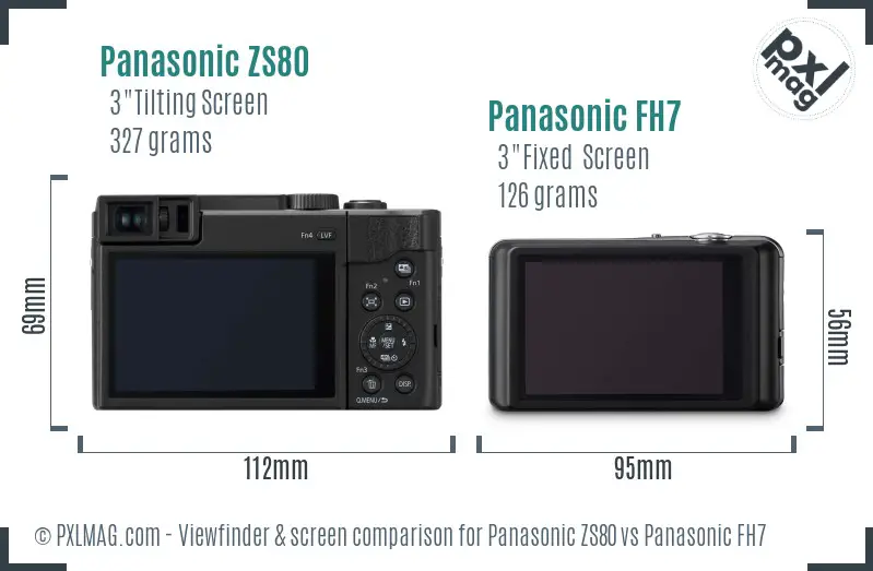 Panasonic ZS80 vs Panasonic FH7 Screen and Viewfinder comparison