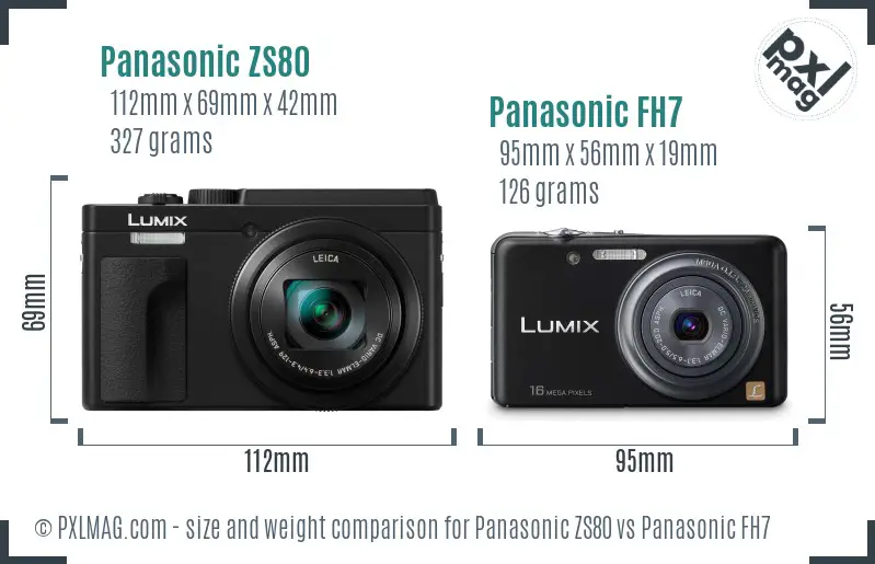 Panasonic ZS80 vs Panasonic FH7 size comparison