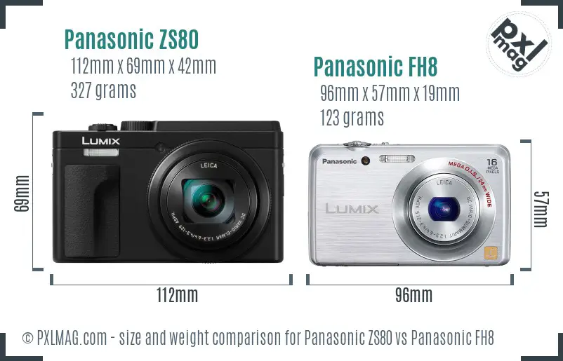 Panasonic ZS80 vs Panasonic FH8 size comparison