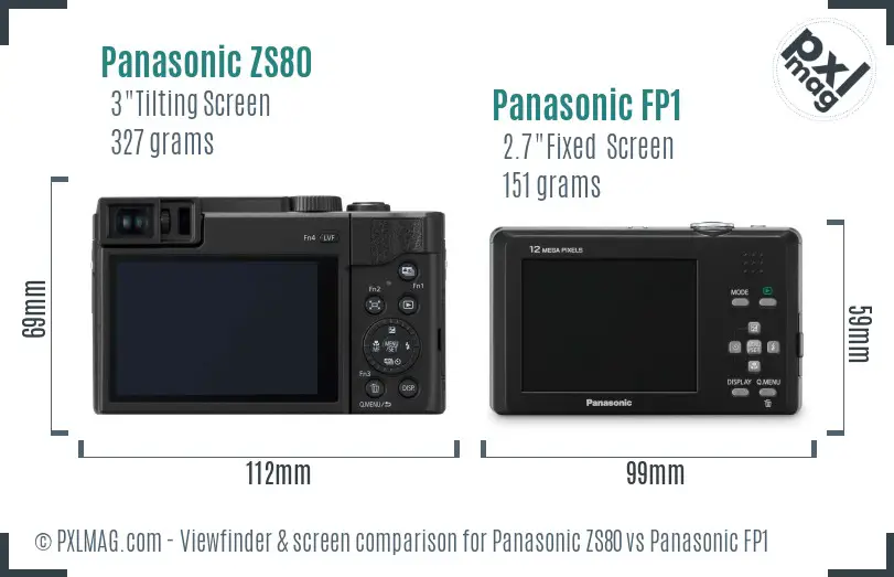 Panasonic ZS80 vs Panasonic FP1 Screen and Viewfinder comparison