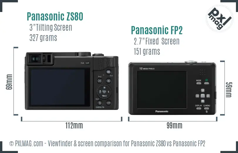 Panasonic ZS80 vs Panasonic FP2 Screen and Viewfinder comparison
