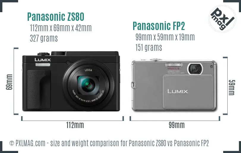 Panasonic ZS80 vs Panasonic FP2 size comparison