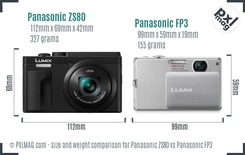 Panasonic ZS80 vs Panasonic FP3 size comparison