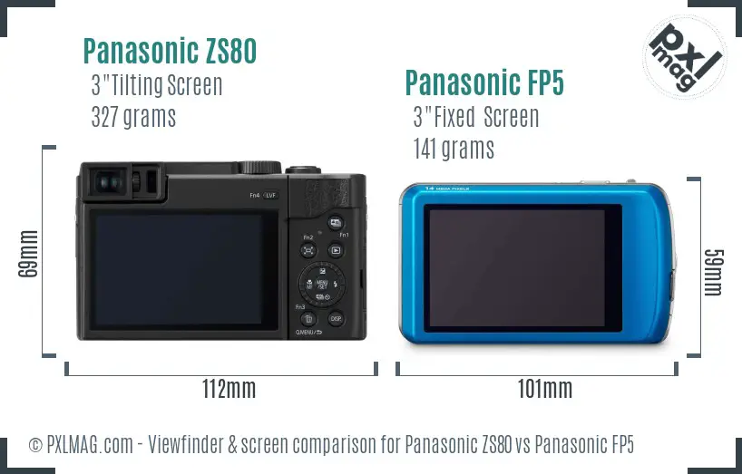 Panasonic ZS80 vs Panasonic FP5 Screen and Viewfinder comparison