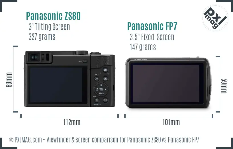 Panasonic ZS80 vs Panasonic FP7 Screen and Viewfinder comparison