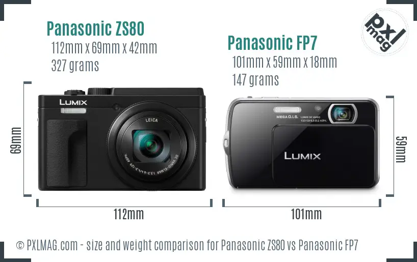 Panasonic ZS80 vs Panasonic FP7 size comparison