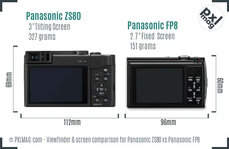 Panasonic ZS80 vs Panasonic FP8 Screen and Viewfinder comparison