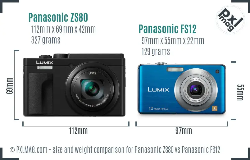 Panasonic ZS80 vs Panasonic FS12 size comparison