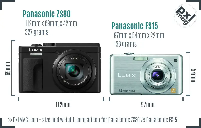 Panasonic ZS80 vs Panasonic FS15 size comparison
