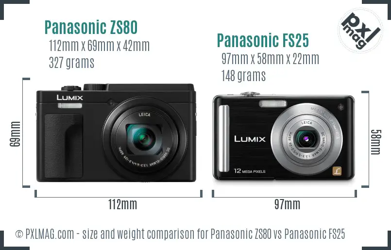 Panasonic ZS80 vs Panasonic FS25 size comparison