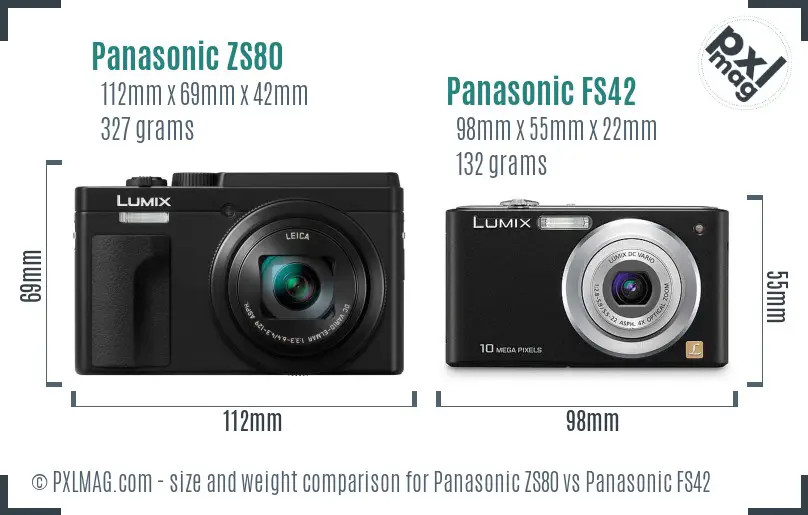 Panasonic ZS80 vs Panasonic FS42 size comparison