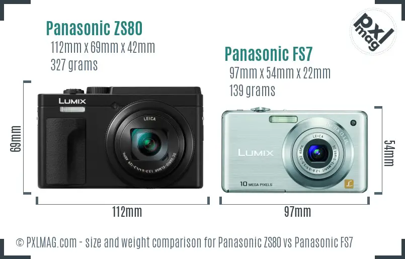 Panasonic ZS80 vs Panasonic FS7 size comparison