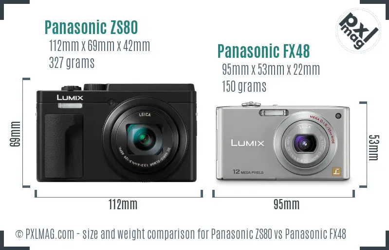 Panasonic ZS80 vs Panasonic FX48 size comparison