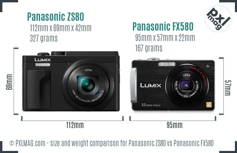 Panasonic ZS80 vs Panasonic FX580 size comparison