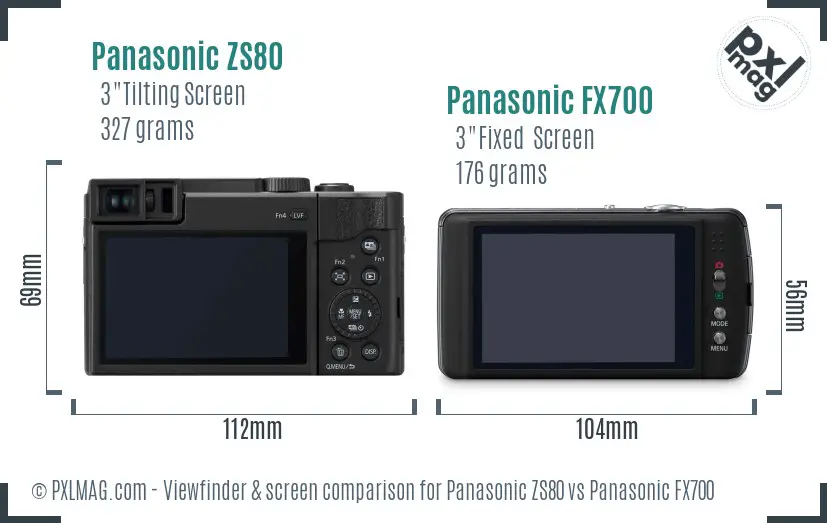 Panasonic ZS80 vs Panasonic FX700 Screen and Viewfinder comparison