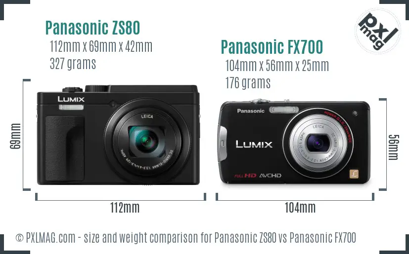 Panasonic ZS80 vs Panasonic FX700 size comparison