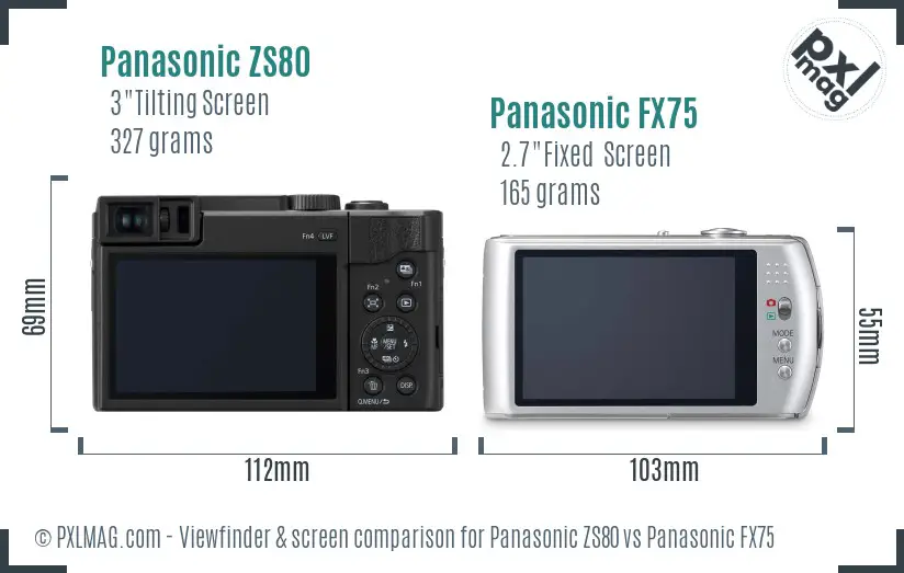 Panasonic ZS80 vs Panasonic FX75 Screen and Viewfinder comparison