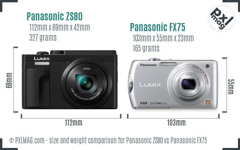 Panasonic ZS80 vs Panasonic FX75 size comparison