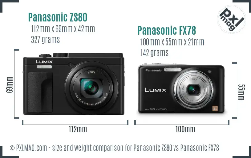 Panasonic ZS80 vs Panasonic FX78 size comparison