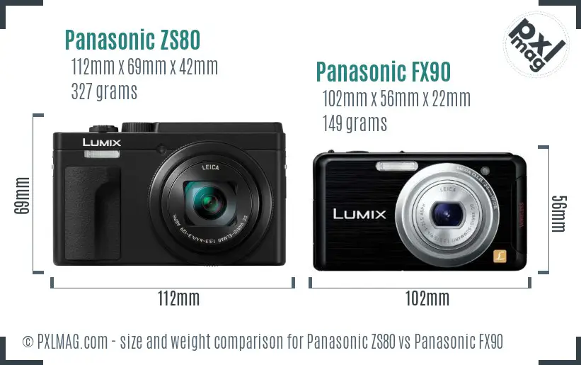 Panasonic ZS80 vs Panasonic FX90 size comparison