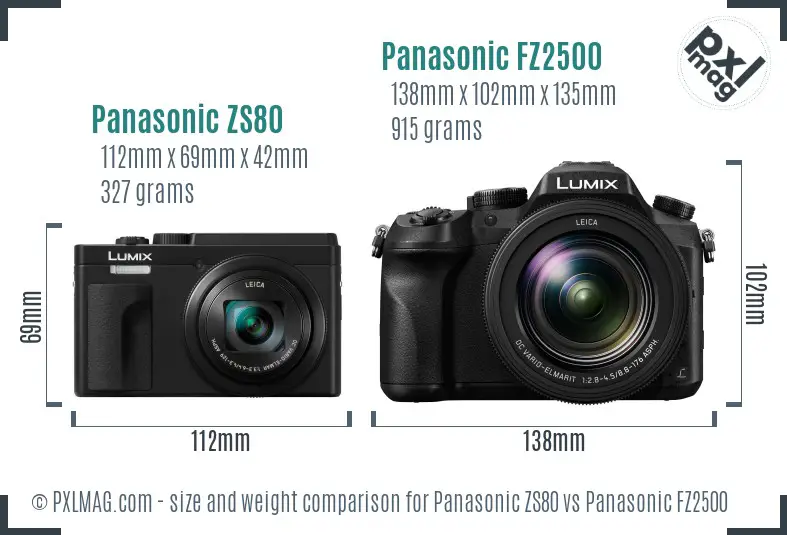 Panasonic ZS80 vs Panasonic FZ2500 size comparison