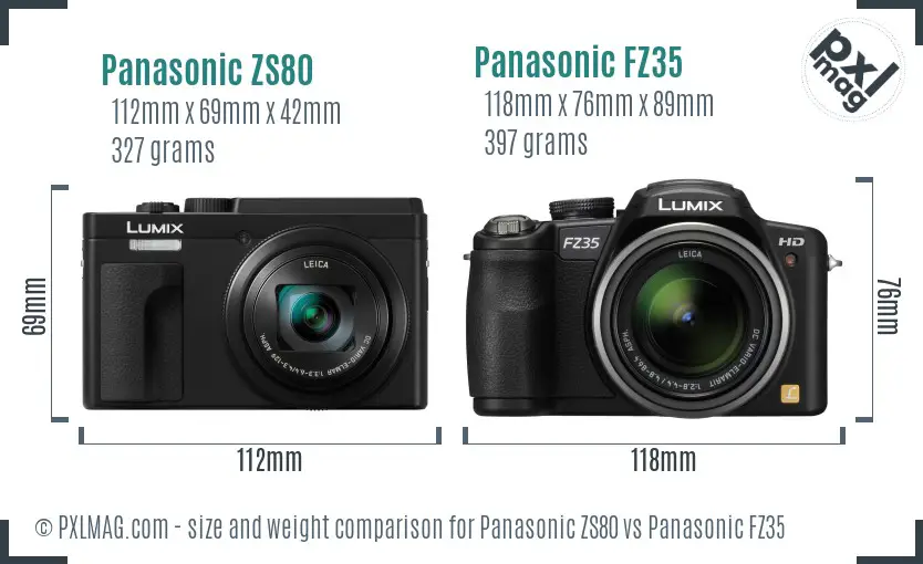 Panasonic ZS80 vs Panasonic FZ35 size comparison