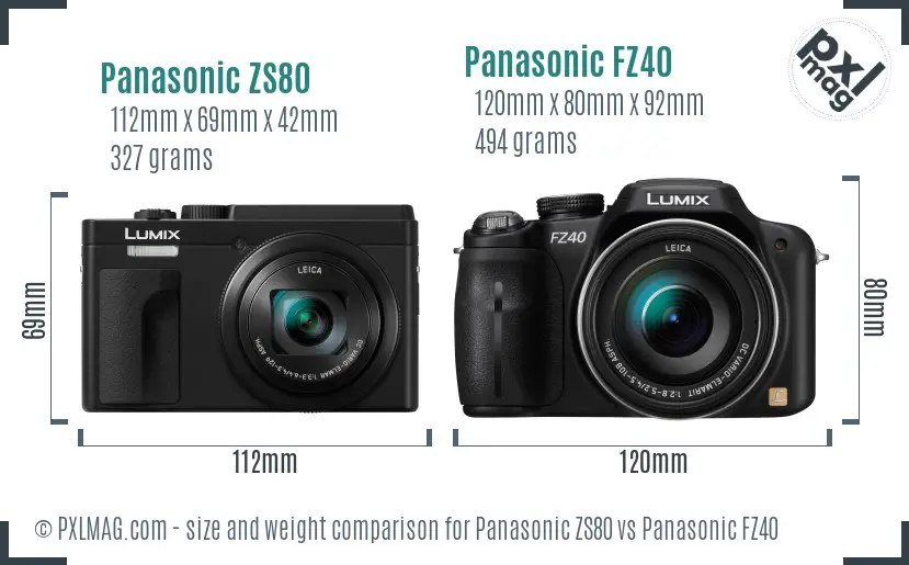 Panasonic ZS80 vs Panasonic FZ40 size comparison