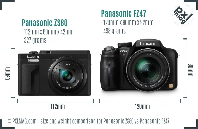 Panasonic ZS80 vs Panasonic FZ47 size comparison