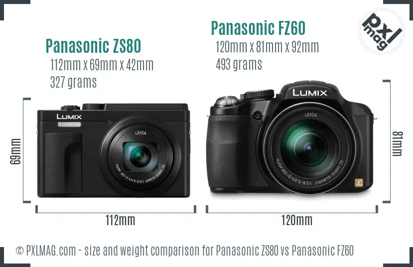 Panasonic ZS80 vs Panasonic FZ60 size comparison
