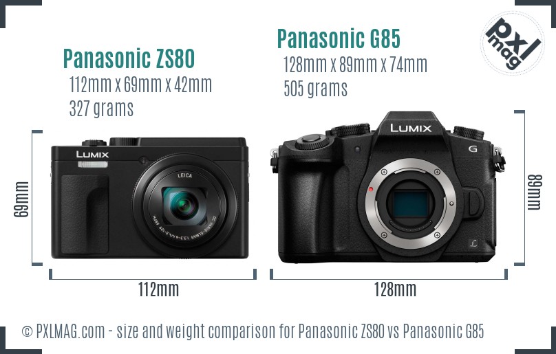 Panasonic ZS80 vs Panasonic G85 size comparison