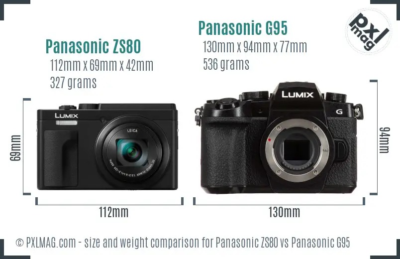 Panasonic ZS80 vs Panasonic G95 size comparison