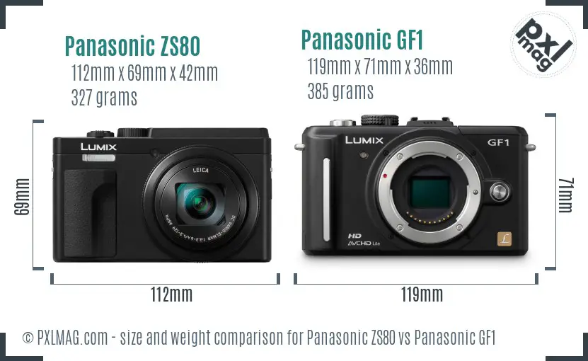 Panasonic ZS80 vs Panasonic GF1 size comparison