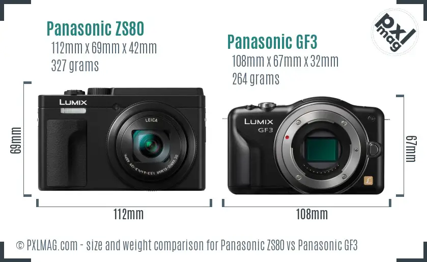 Panasonic ZS80 vs Panasonic GF3 size comparison