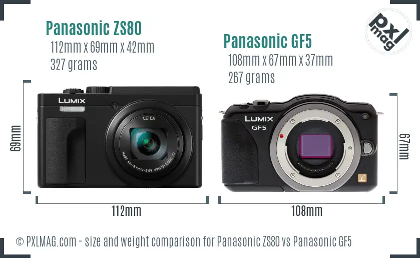 Panasonic ZS80 vs Panasonic GF5 size comparison