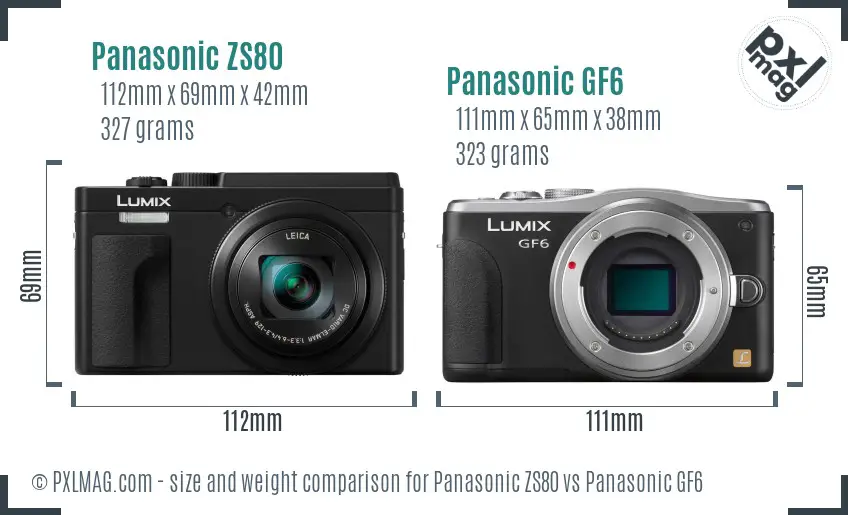 Panasonic ZS80 vs Panasonic GF6 size comparison