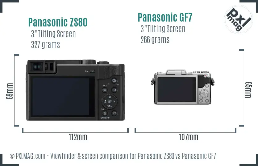 Panasonic ZS80 vs Panasonic GF7 Screen and Viewfinder comparison
