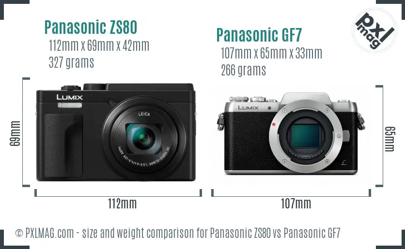 Panasonic ZS80 vs Panasonic GF7 size comparison