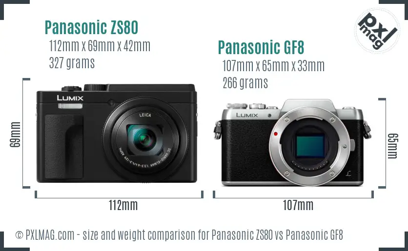 Panasonic ZS80 vs Panasonic GF8 size comparison