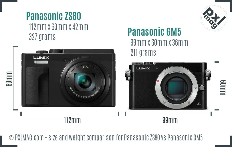 Panasonic ZS80 vs Panasonic GM5 size comparison